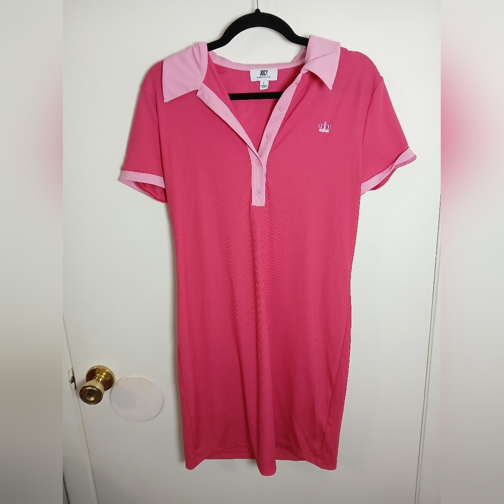 Juicy‎ Couture Dress Size Large Pink Polo Preppy Barbie Baby Doll Y2K Tennis